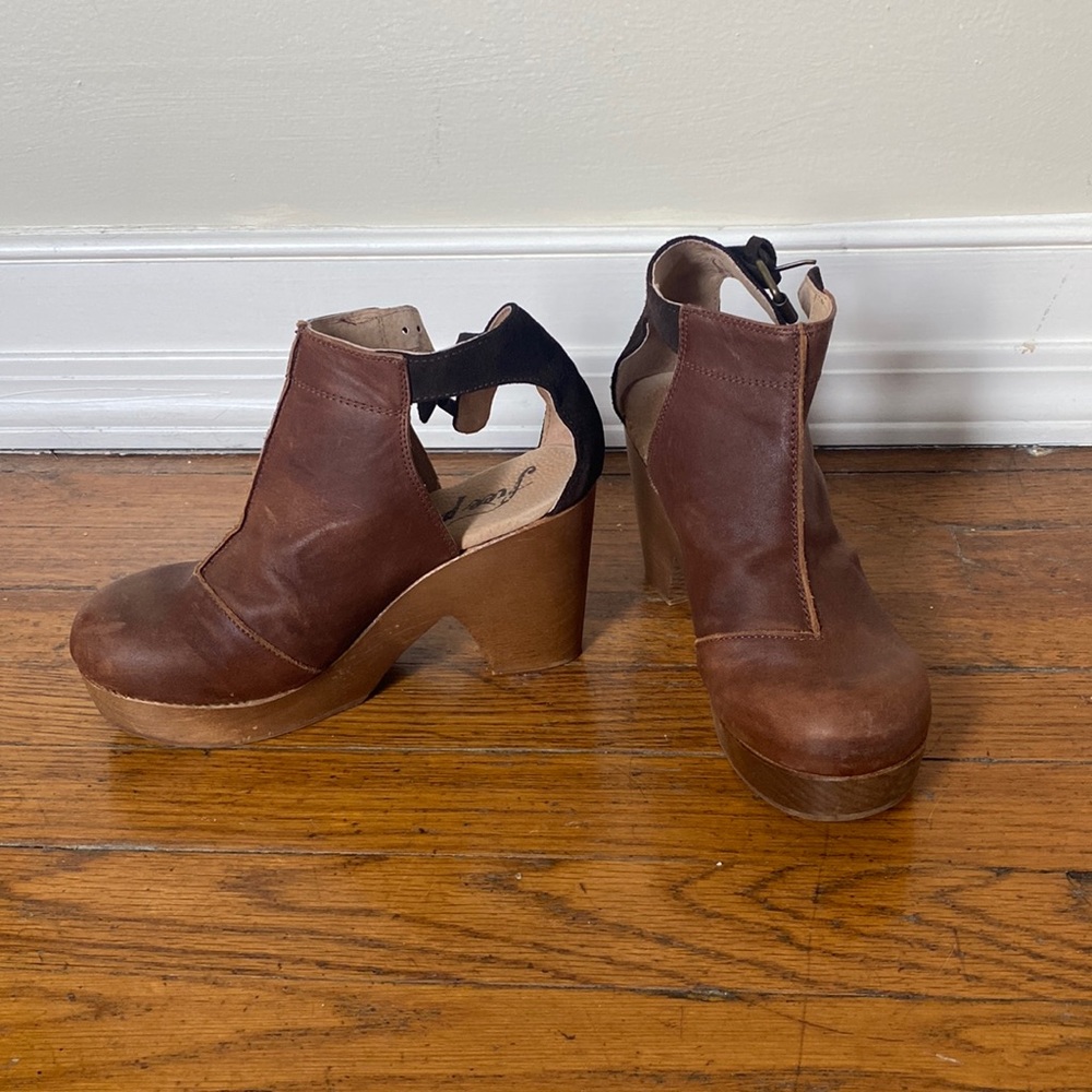 Brown Free People Platform Clogs